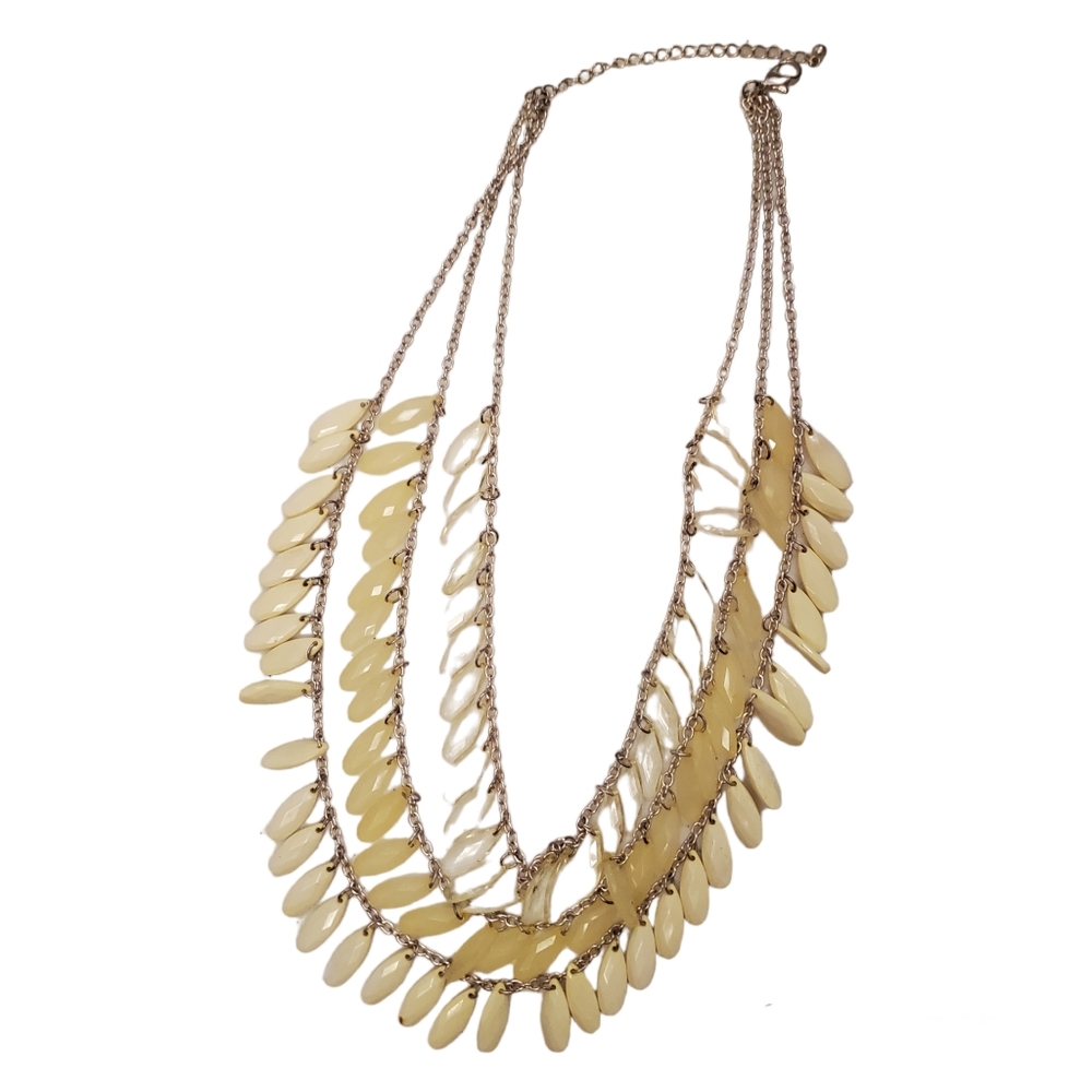 Yellowcard 3 strand bead faux shell necklace 22"